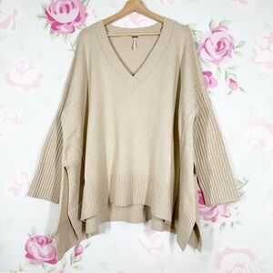 NEW Free People Orion A Line Tunic Almond Cream Sweater M
